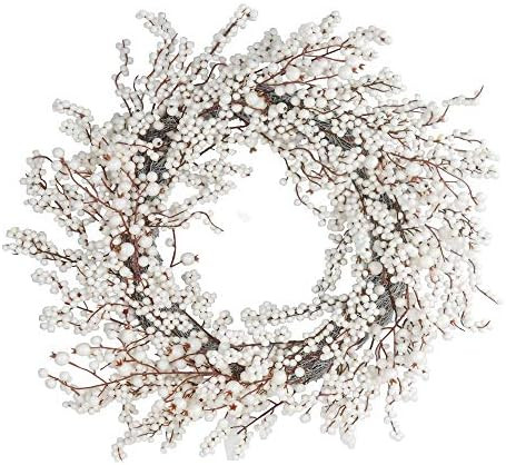 Fraser Hill Farm 24" Christmas White Berry Wreath Door Hanging, FF024CHWR015-0WHT | Amazon (US)