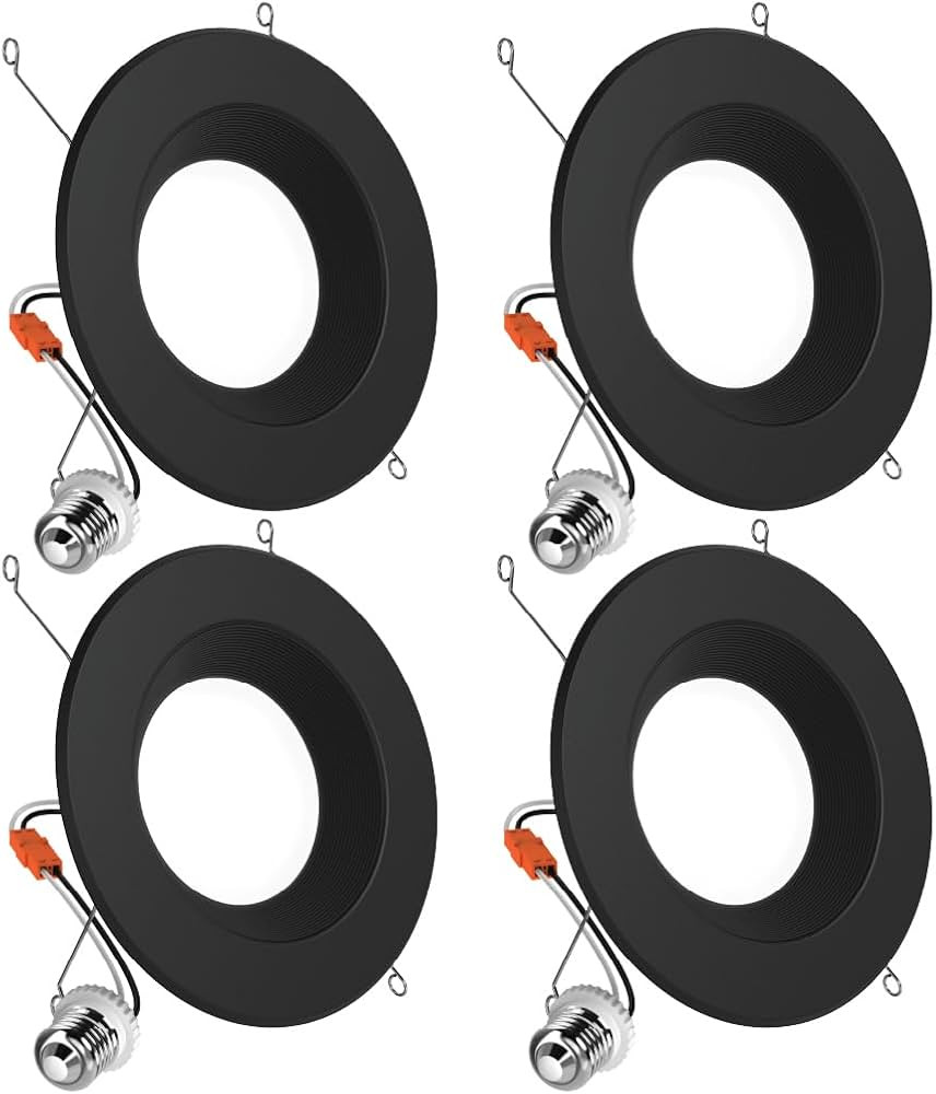 Sunco 4 Pack 5CCT Black LED Recessed 6 Inch, 2700K/3000K/3500K/4000K/5000K Selectable, Dimmable C... | Amazon (US)