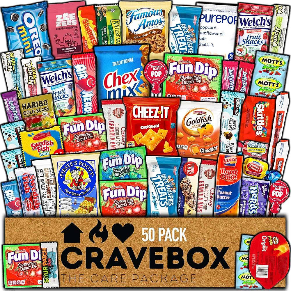 CRAVEBOX Snack Box (50 Count) Valentines Day Variety Pack Gift Care Package Basket Adult Kid Guy ... | Amazon (US)