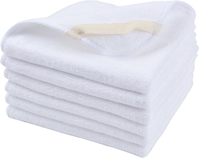 Sinland Microfiber Facial Cloths Fast Drying Washcloth 12inch x 12inch White 6 Pack | Amazon (US)