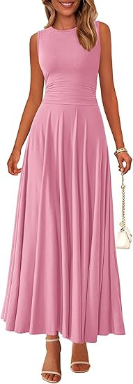 PRETTYGARDEN Womens Spring Dresses 2026 Casual Sleeveless Crewneck Aline Maxi Dress Stretch Tank ... | Amazon (US)
