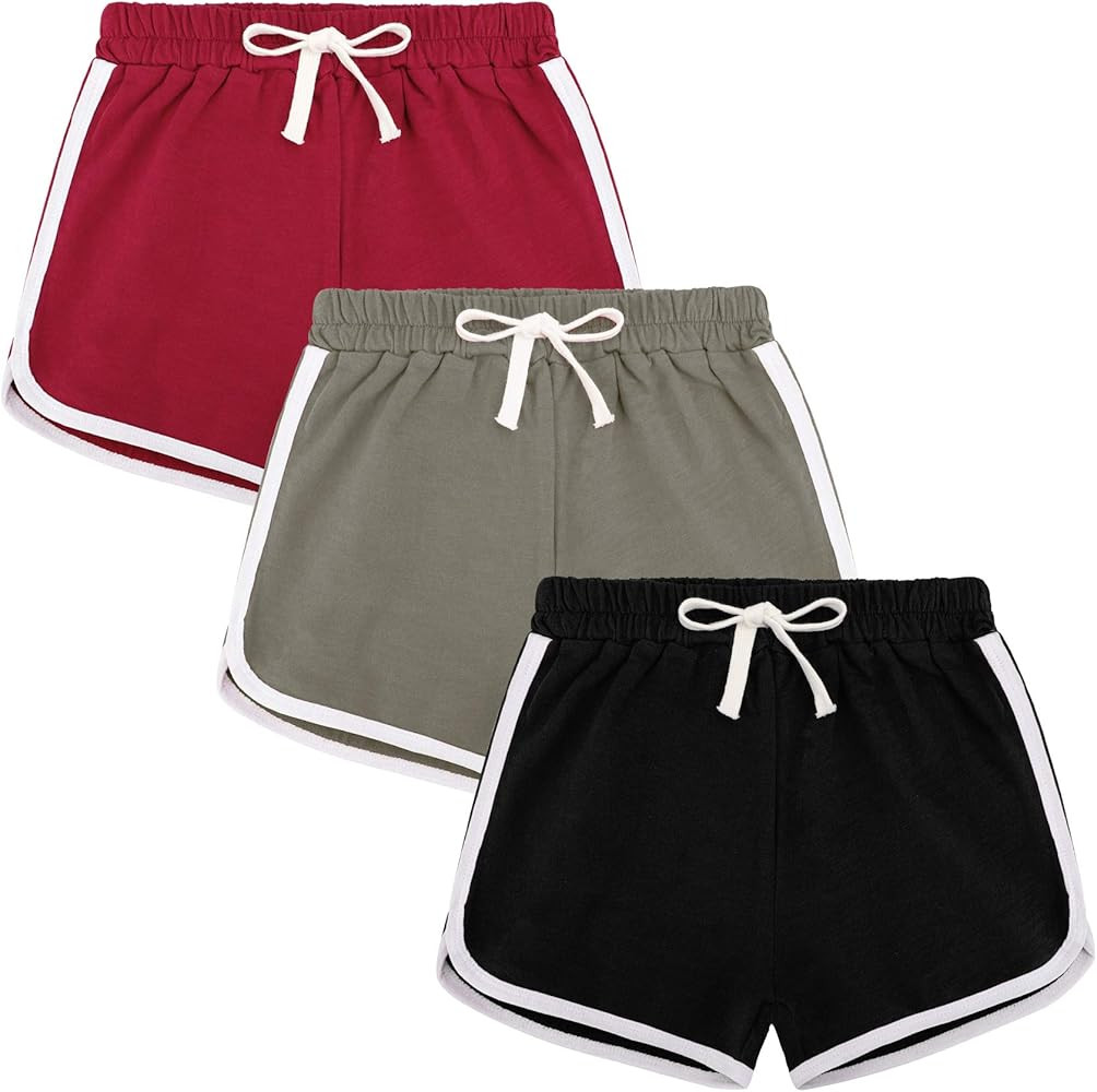 BOOPH 3Pc Girls Athletic Shorts Active Running Dolphin Shorts | Amazon (US)