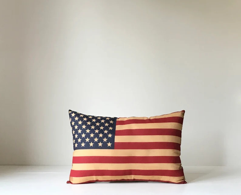 Primitive Americana Flag Pillow . Americana Farmhouse Decor - Etsy | Etsy (US)