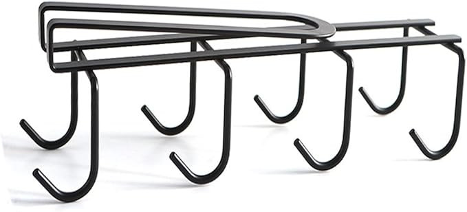 Iron Mug Holder 8 Hooks Under Cabinet Tea Cup Hanging Rack No Drilling Metal Coffee Mug Drying Or... | Amazon (US)