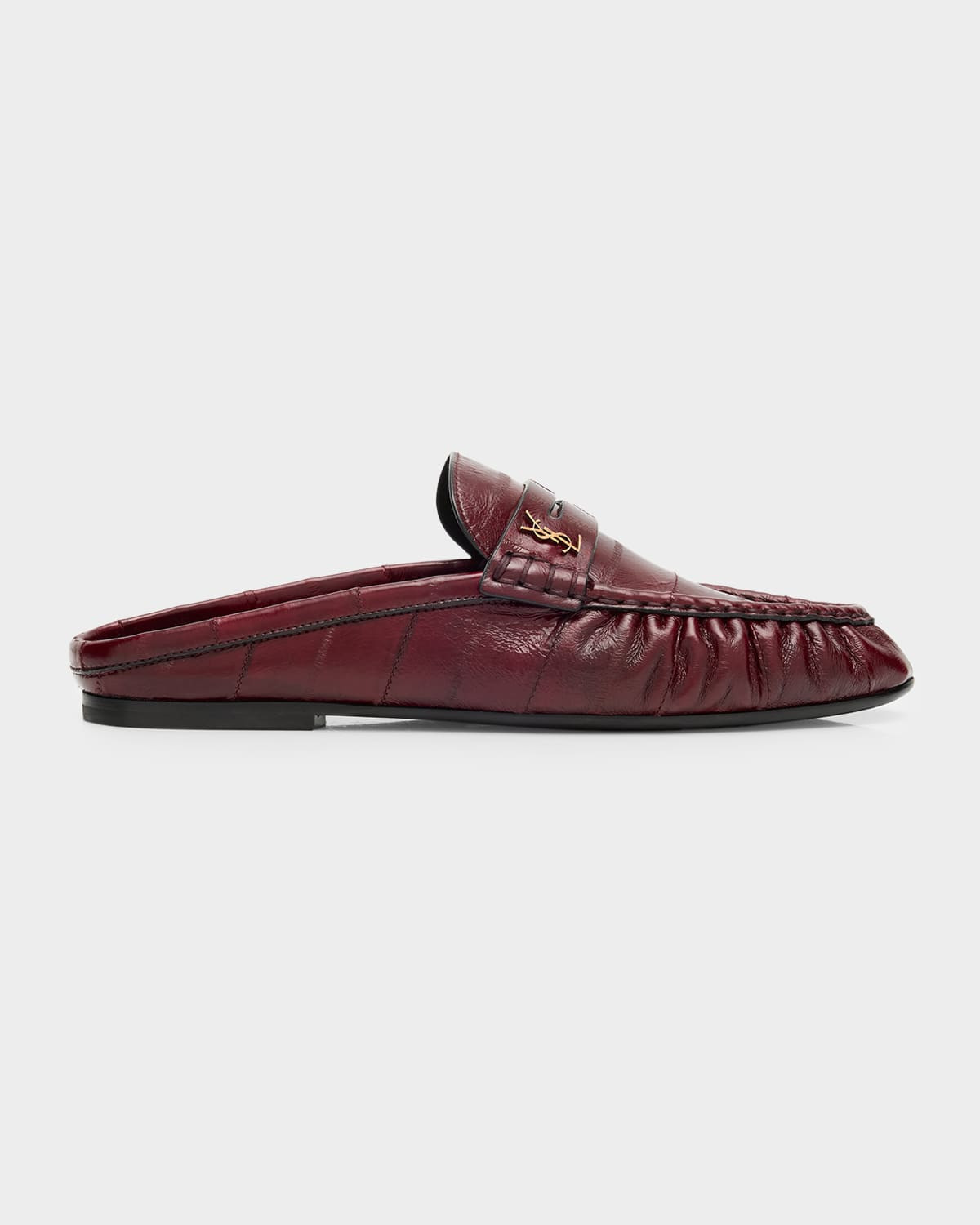 Eel Leather Logo Mule Loafers | Neiman Marcus
