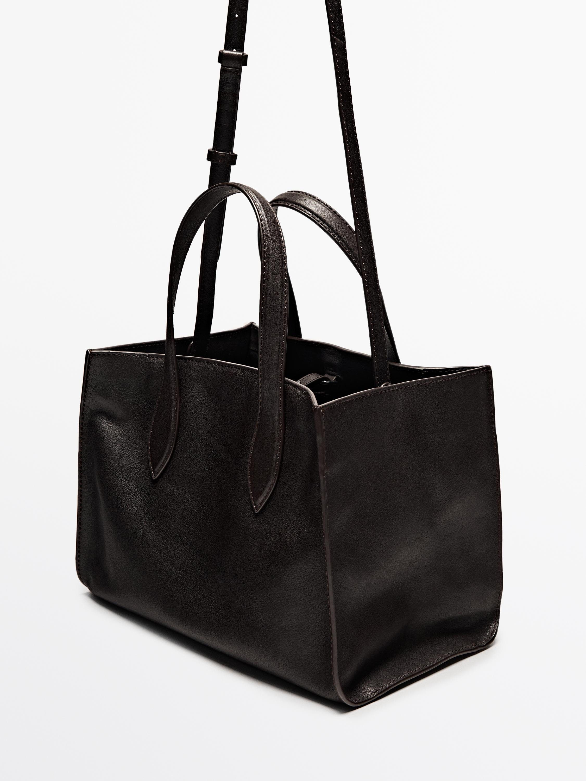Nappa leather tote bag | Massimo Dutti UK