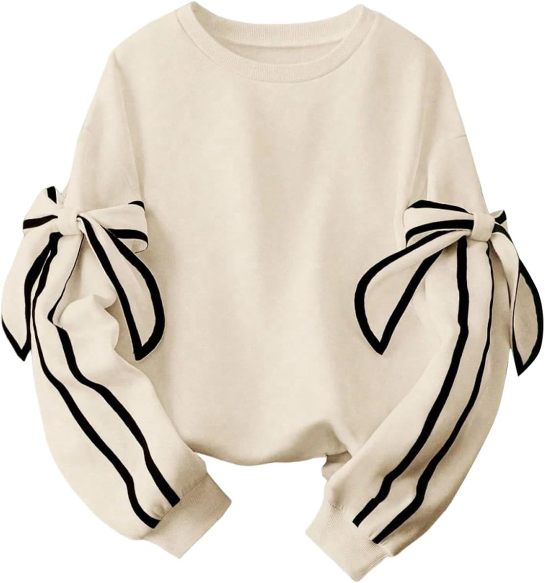 SHEWIN Womens Sweatshirt Crew Neck Bow Tie Long Sleeve Tops Oversized Sweatshirts Fall Outfits for Women 2026 | Amazon (US)