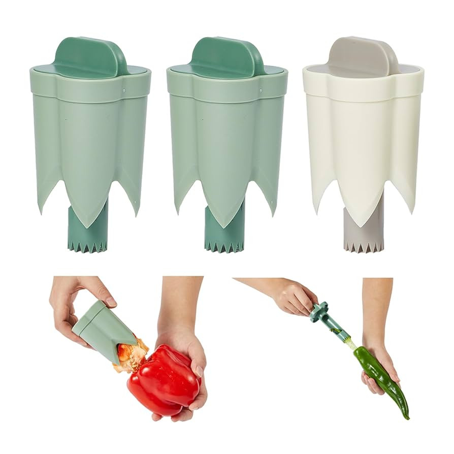 Pepper Seed Corers Remover, 3 Pack Fruit Pepper Corer Remover 2 in 1 Bell Pepper Corer Seed Remov... | Amazon (US)