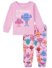 Baby And Toddler Girls Long Sleeve 'Strong Like My Dad' Snug Fit Cotton Pajamas | The Children's ... | The Children's Place