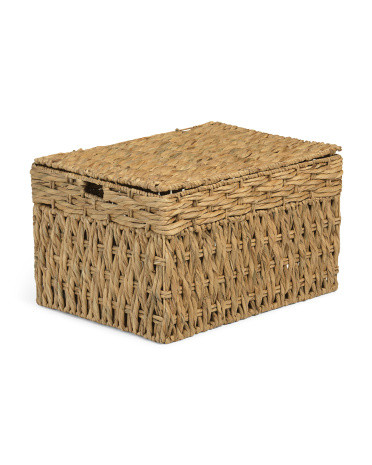 Twisted Mixed Weave Water Hyacinth Rectangle Storage Basket | TJ Maxx