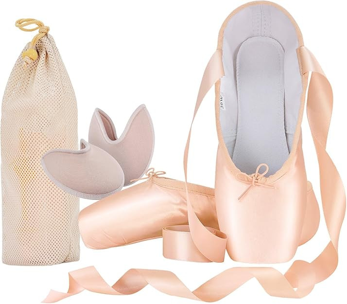 IJONDA Adult Ballet Pointe Shoes for Girls Women with Toe Pads and Mesh Bag | Amazon (US)