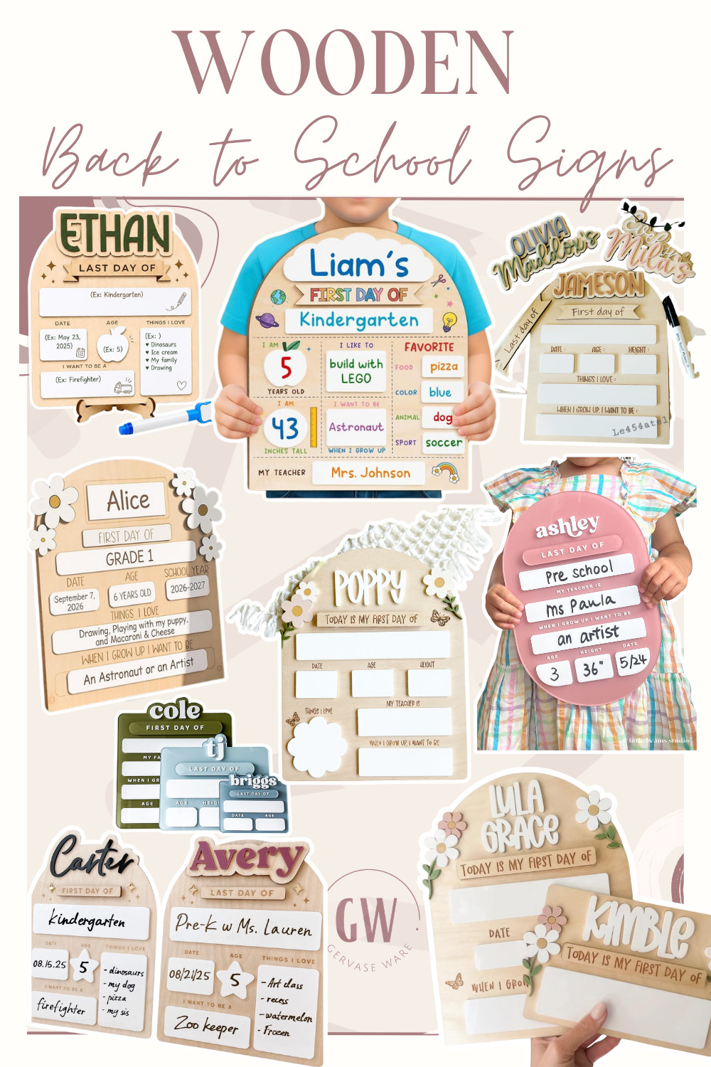 Wooden back-to-school signs 📚 The sweetest way to capture those first-day memories year after year. These are such a keepsake you'll treasure! ✨ 

 #LTKdayinmylife #LTKHome #LTKKids