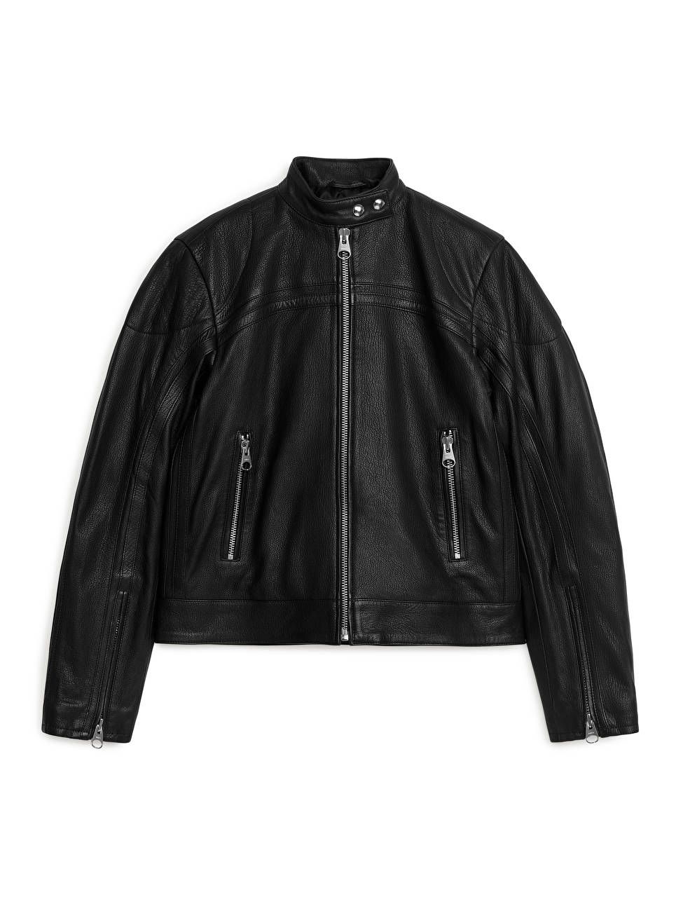 Racer Leather Jacket - Black - ARKET GB | ARKET (US&UK)