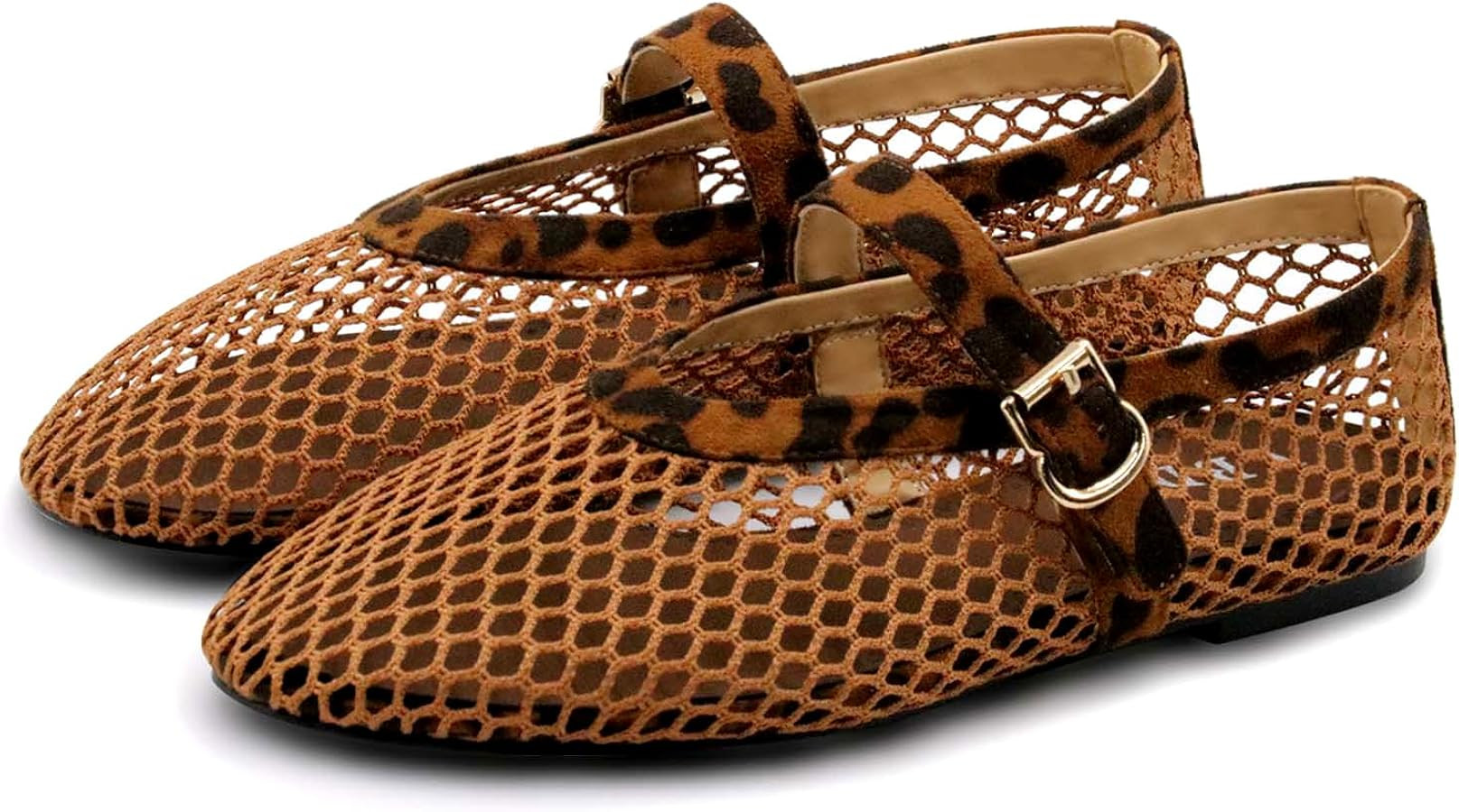 Mesh Ballet Flats for Women Round Toe Buckle Strap Comfy Casua Office Ballerina Mary Jane Flats S... | Amazon (US)