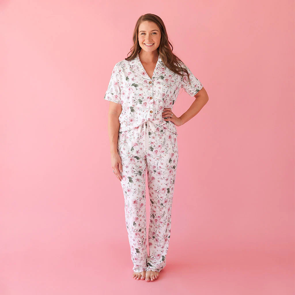 Floral White Luxe Womens Pajamas | Bianca Jane | Posh Peanut