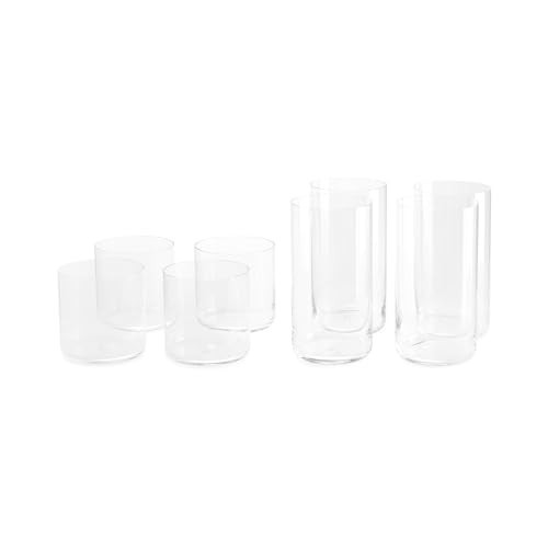 Fable Glassware Set - Includes 4 Tall Glasses and 4 Short Glasses - Lightweight, Dishwasher Safe, Glass Cups Bundle | Amazon (US)
