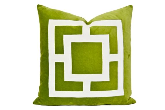 Lime Green Pillow Cover   Green Velvet Pillow Cover with | Etsy | Etsy (US)