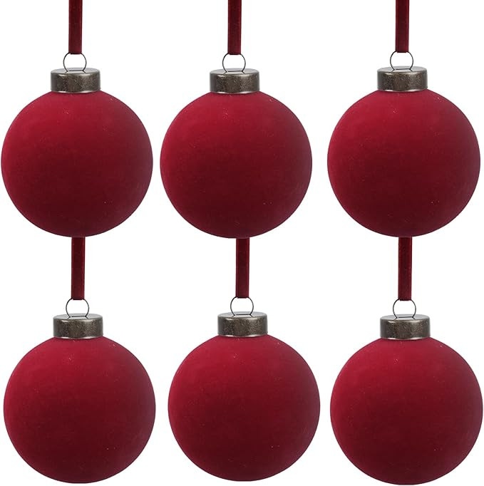 6 Pcs Velvet Christmas Balls Bulk Shatterproof Plastic Christmas Tree Decorations for Decorative ... | Amazon (US)