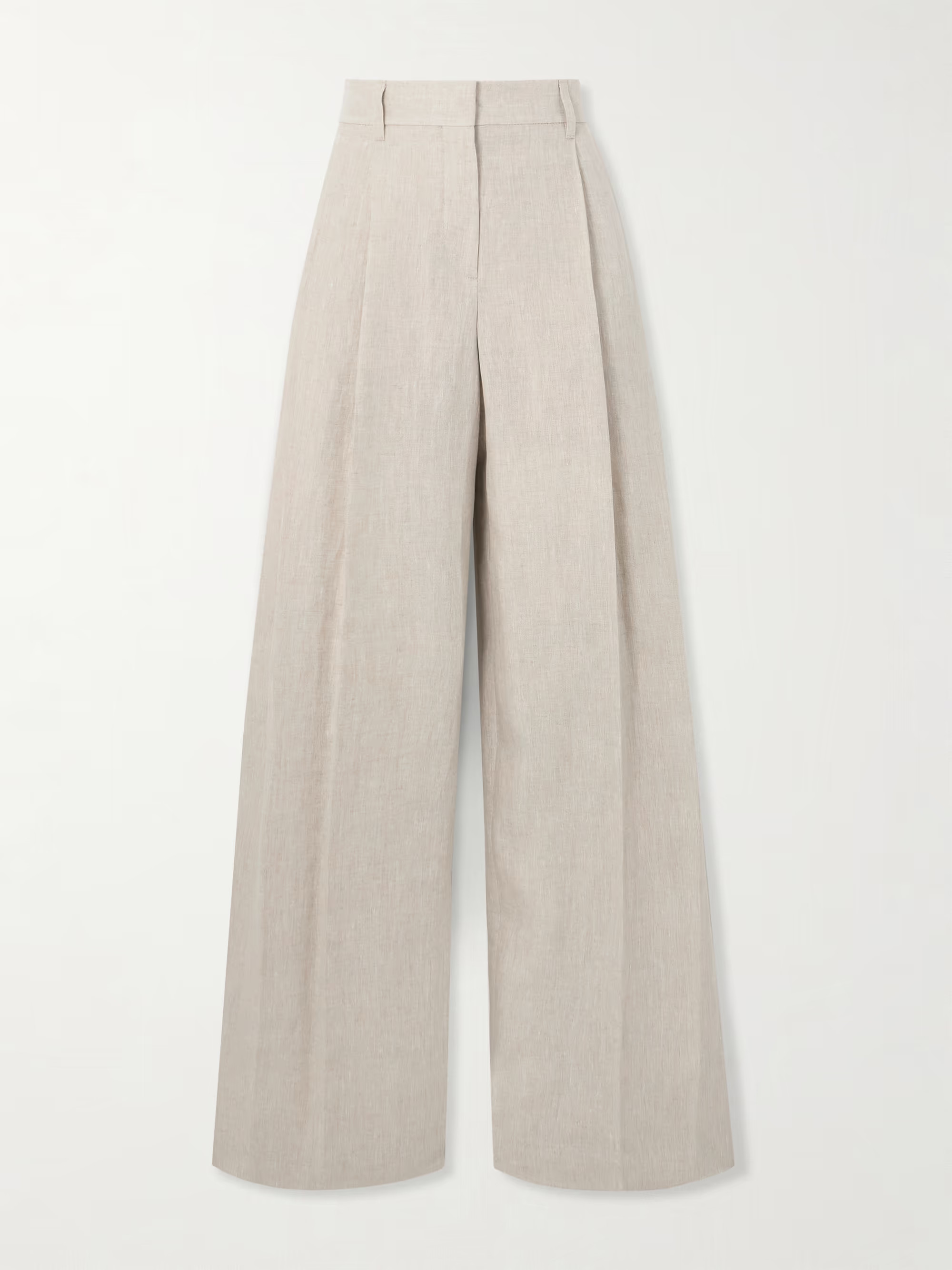 Pleated linen wide-leg pants | NET-A-PORTER (US)