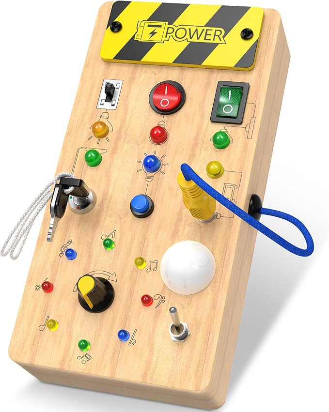 Montessori Toddler Toys-Baby Wooden Busy Board-Sensory Toys with Light Switch-Baby Travel Toys-Pr... | Amazon (US)