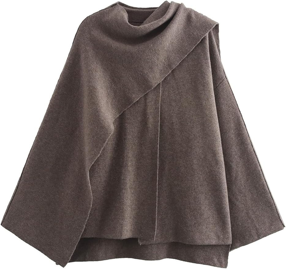 Kissonic Women's Oversized Scarf Jacket Shawl Wraps Knit Long Sleeve Button Winter Peacoat | Amazon (US)