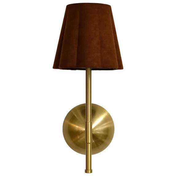 Home Decor Collection Sterling & Noble Home Brown Rounded Pleated Rechargeable Wall Sconce | Walmart (US)