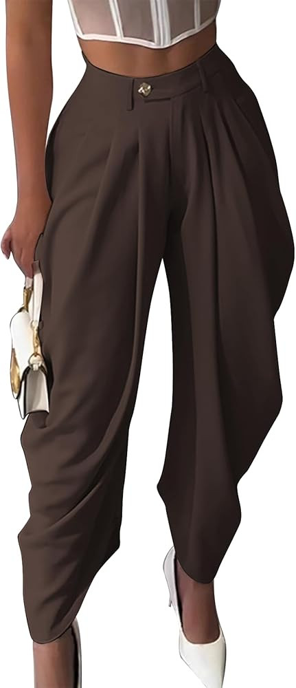Unybwonn Women's Dress Slacks Pants Casual Pleated Business Work Pants Wide Leg High Waisted Pala... | Amazon (US)