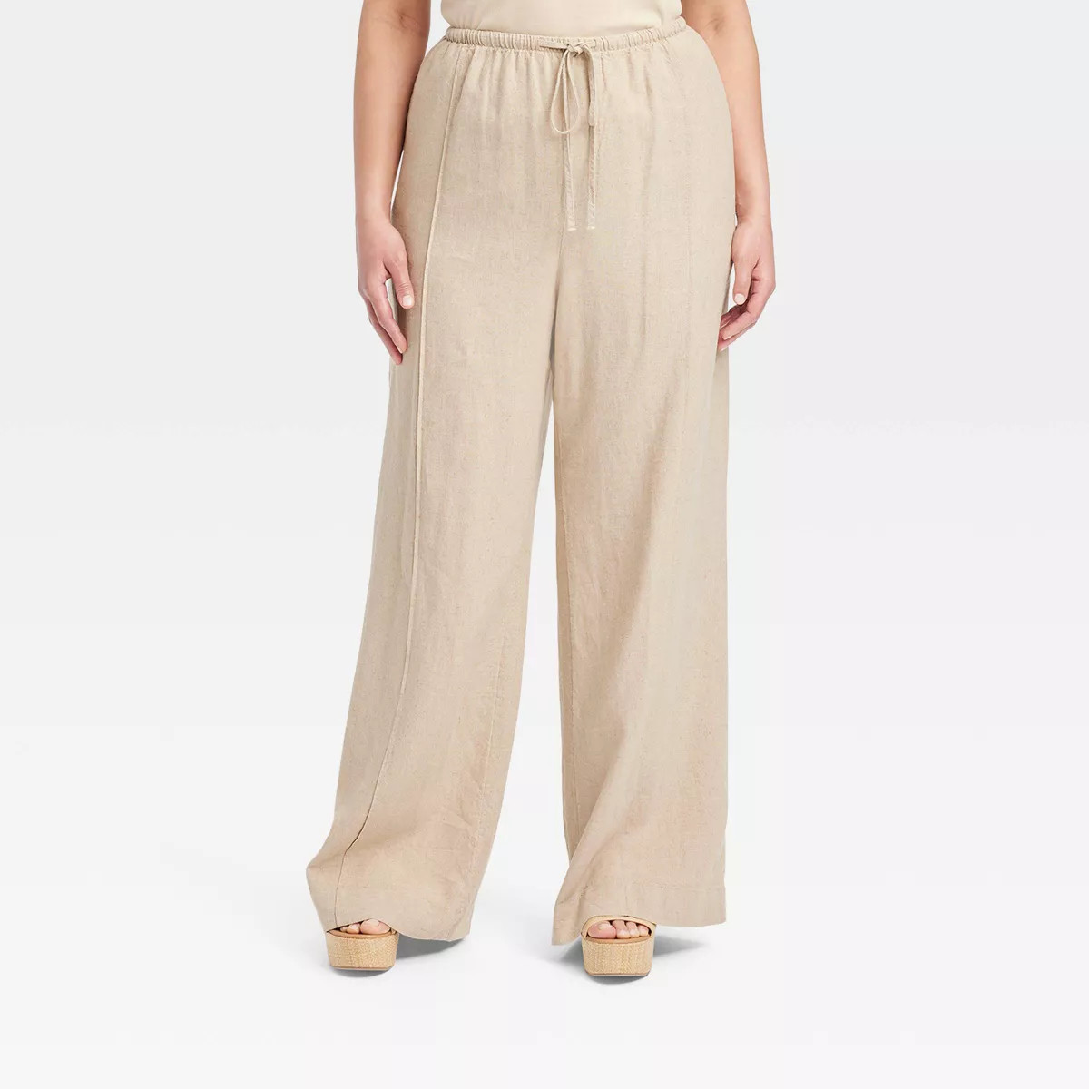 Women's High-Rise Wide Leg Linen Pull-On Pants - A New Day™ | Target