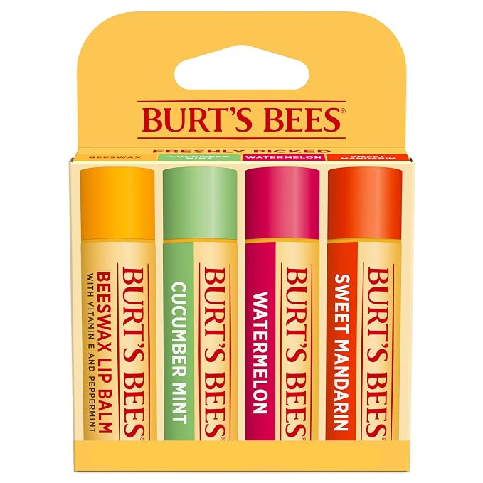 Burt's Bees Lip Balm, Original Beeswax, Cucumber Mint, Watermelon & Sweet Mandarin, With Responsi... | Amazon (US)