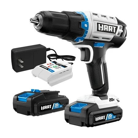 HART 20-Volt Cordless ½-inch Drill/Driver Kit, (2) 1.5Ah Lithium-Ion Batteries | Walmart (US)