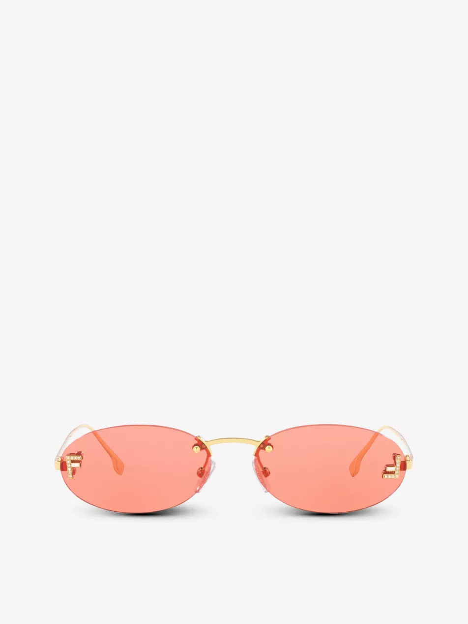 FE4075US oval-frame metal sunglasses | Selfridges