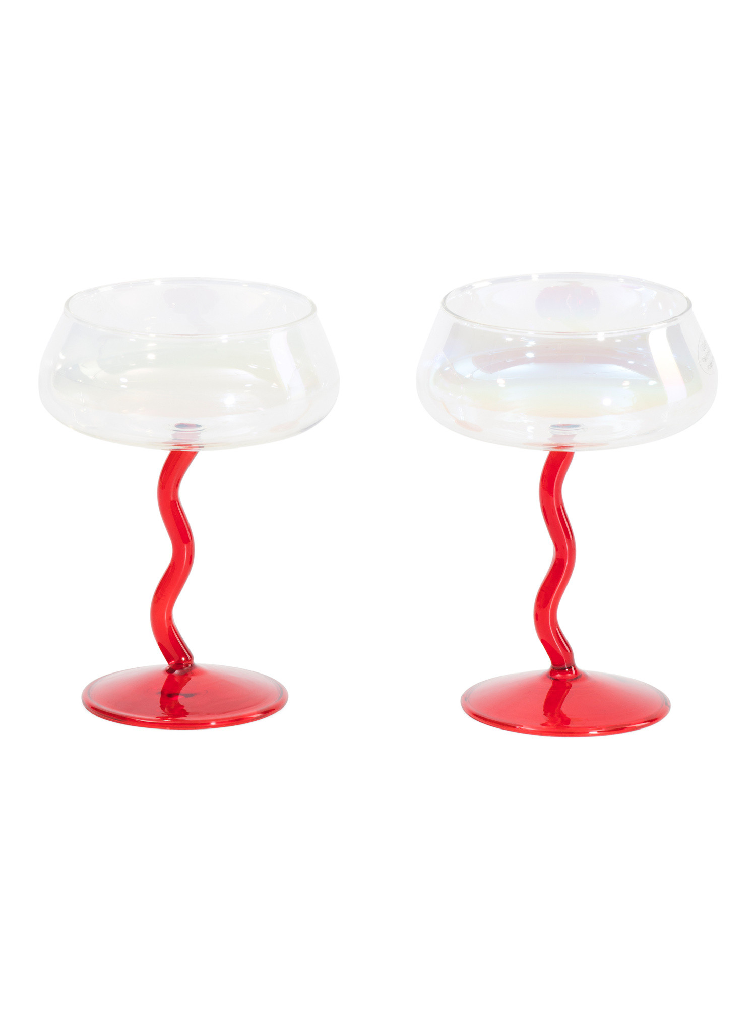 Set Of 2 Luster Coupe Glasses Withwavy Stems | TJ Maxx