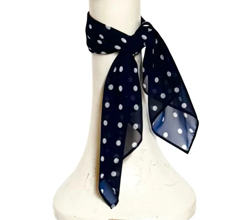 Polka Dot Navy off White Scarf Neck Scarf / Headscarf - Etsy | Etsy (US)