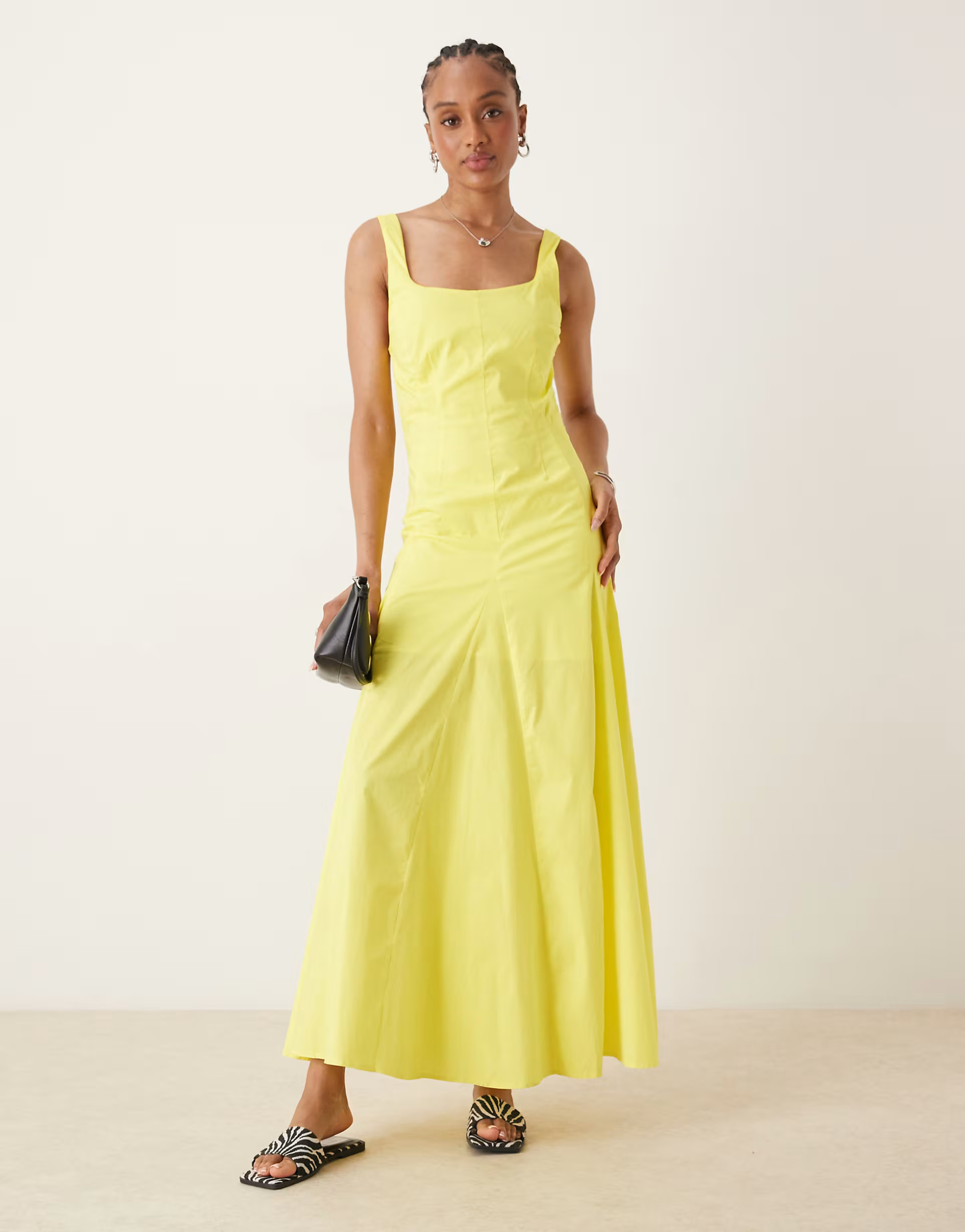 ASOS DESIGN Tall sleeveless waisted midi dress in bright yellow | ASOS (Global)