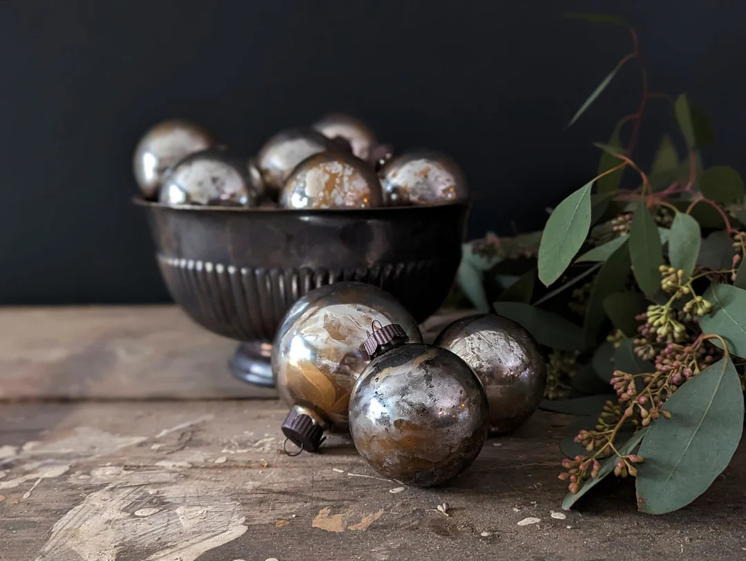 Mercury Glass Ornaments Christmas Ornament Sets Vintage Mercury Glass Style Balls Rustic Tree Orn... | Etsy (US)