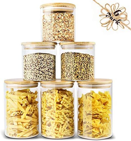 Glass Storage Container Bamboo Lids Urban Green, Glass Airtight Canisters sets, Glass Jar with Li... | Amazon (US)