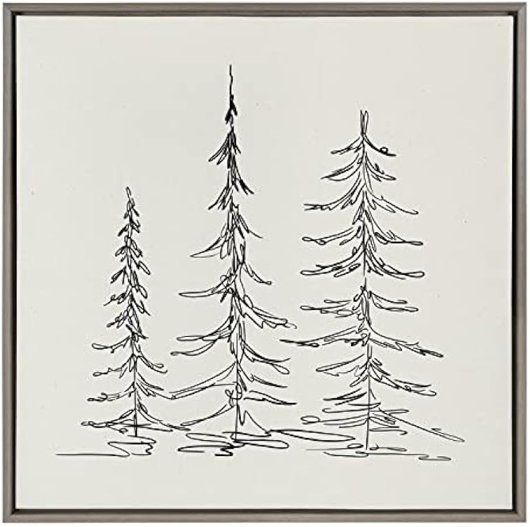Kate and Laurel Sylvie Minimalist Evergreen Trees Sketch Framed Canvas Wall Art by The Creative B... | Amazon (US)