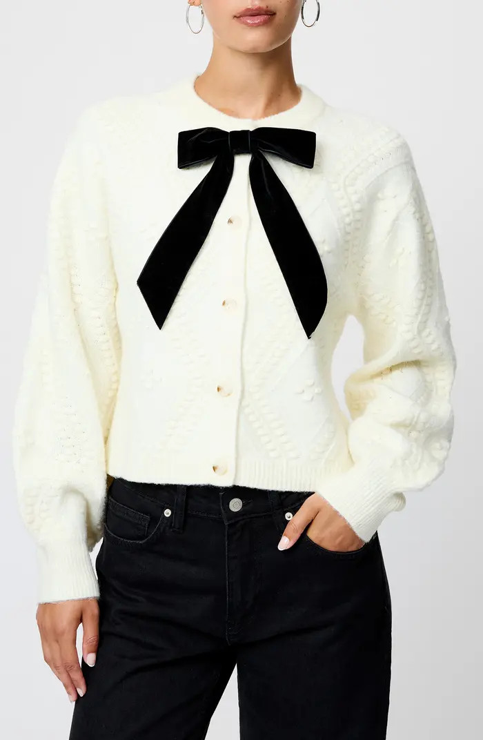 Kitty Bobble Velvet Bow Cardigan | Nordstrom