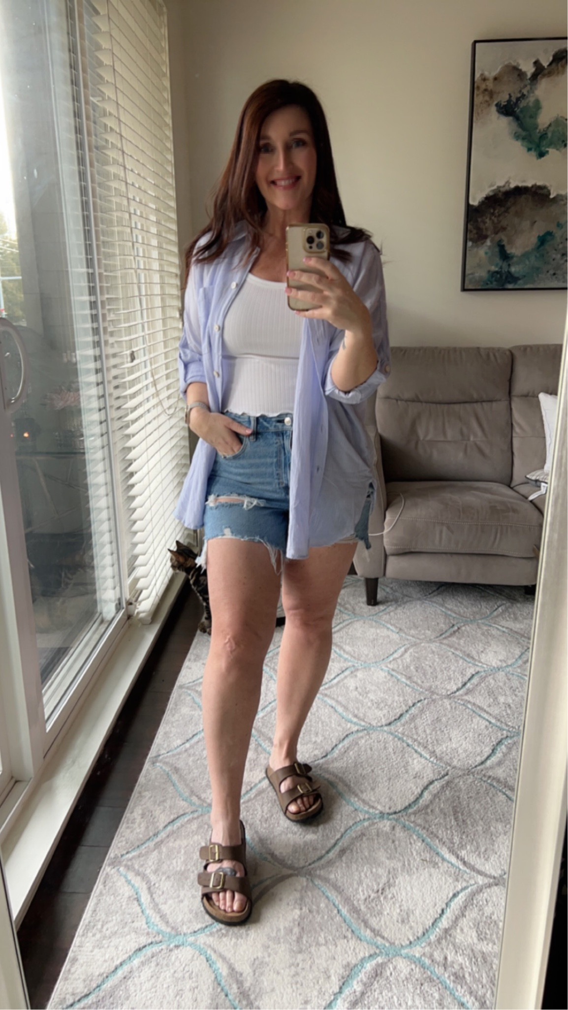 Summery ootd. Button down I’m in a small, shorts are a big size 8, and little tank is a medium  

#LTKFind #LTKSeasonal #LTKfit