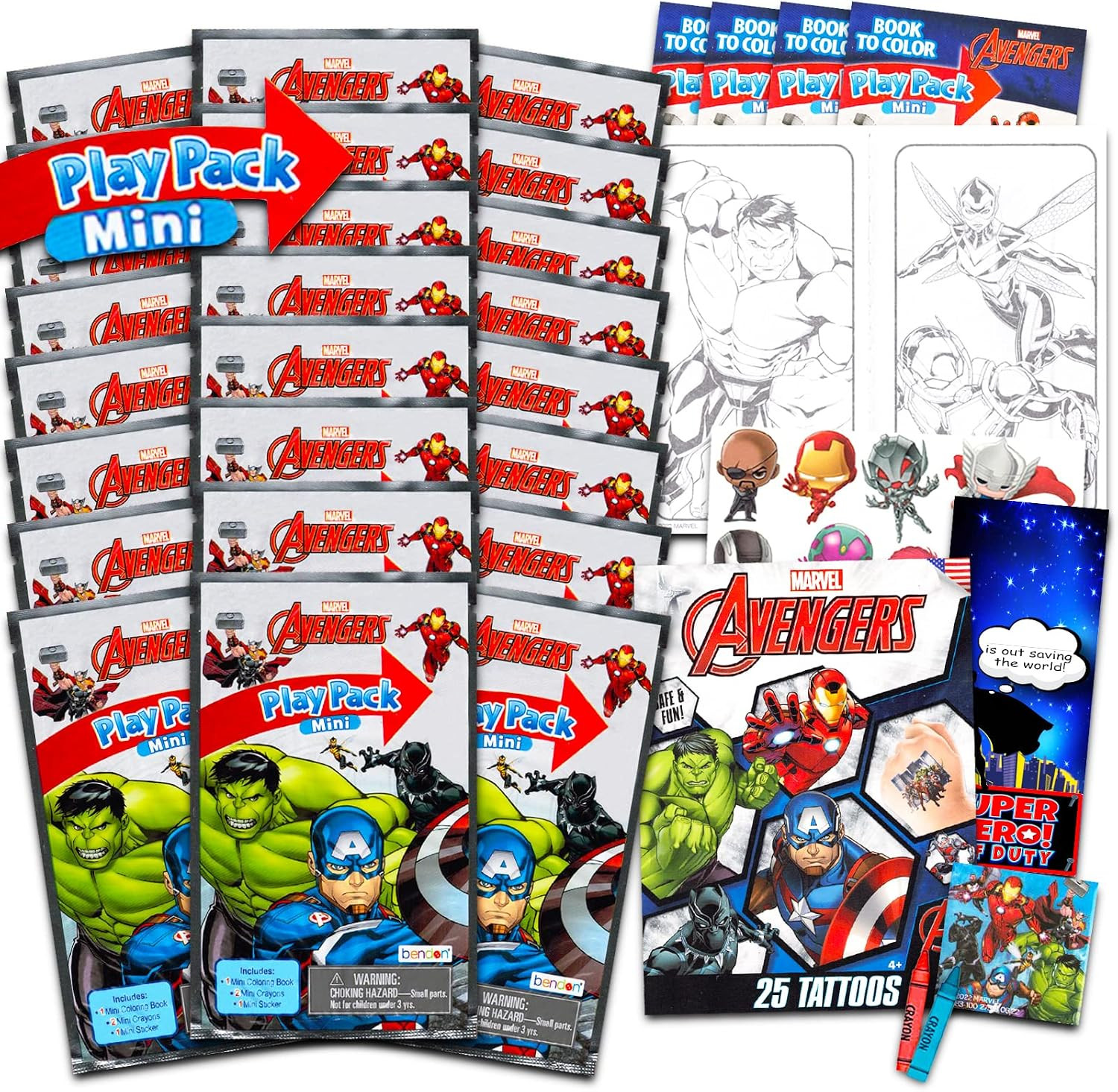 Marvel Store Avengers Mini Party Favors Set for Kids - Bundle with 24 Grab n Go Play Packs Colori... | Amazon (US)