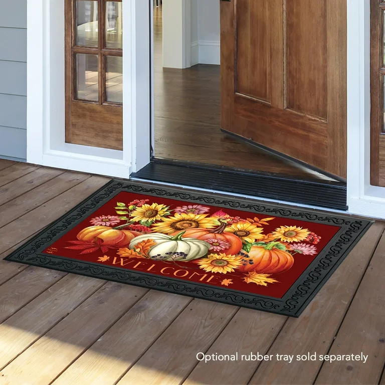Fall Beauty Floral Doormat Pumpkins Indoor / Outdoor 18"x30" Briarwood Lane | Walmart (US)