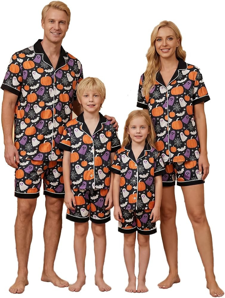Halloween Matching Silk Pajamas Set for Family Couple Boys Girls Satin Pjs | Amazon (US)