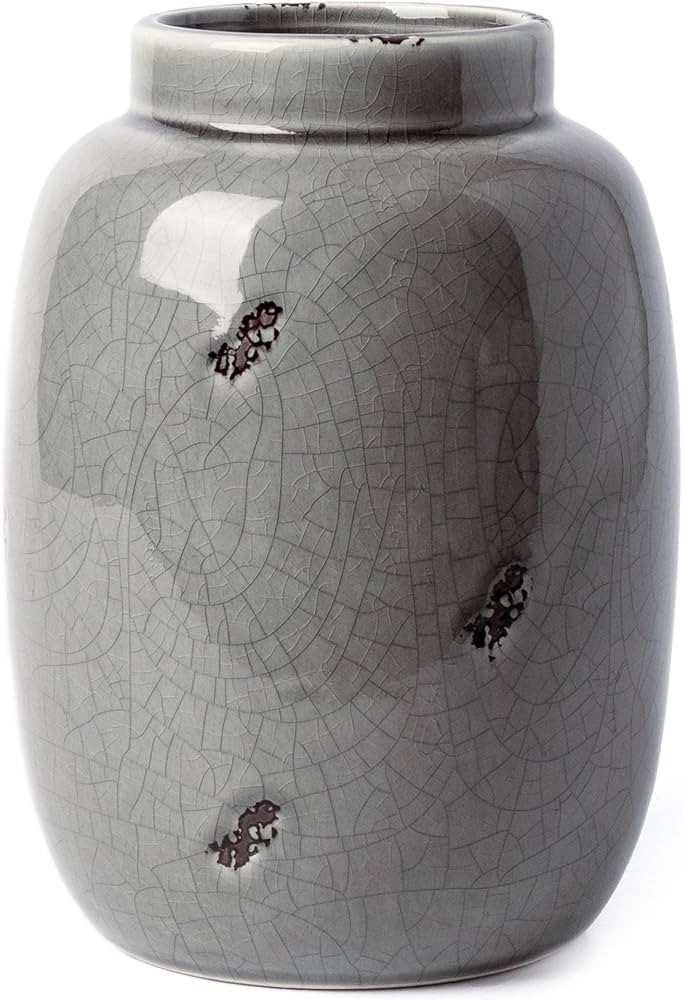 VICTOR & TERESA Ceramic Vase for Home Decor, Decorative Rustic Grey Vases for Flower, Modern Farm... | Amazon (US)