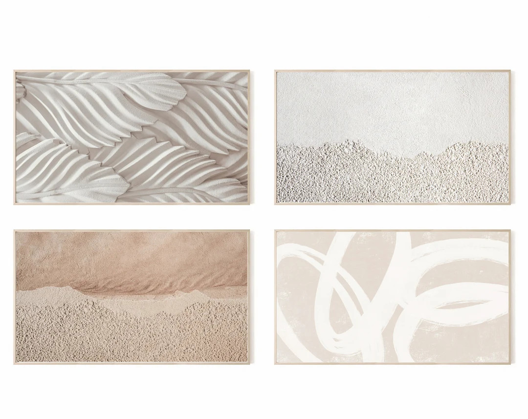 Samsung Frame TV Abstract Art Set of 4 Neutral Frame Tv Art - Etsy | Etsy (US)