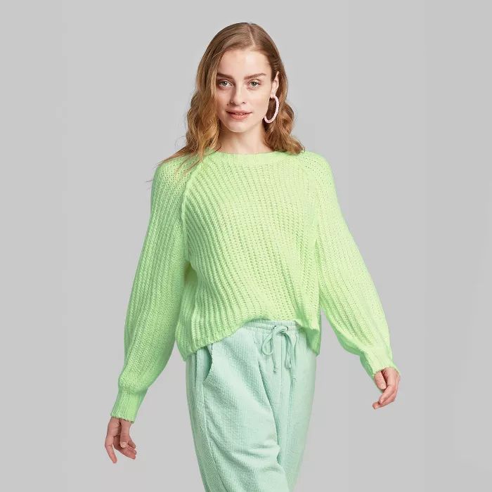 Women's Crewneck Raglan Sweater - Wild Fable™ Green | Target