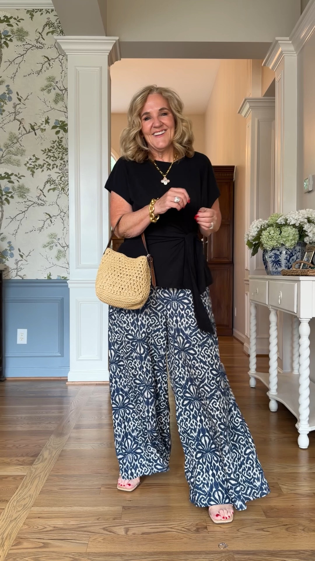 Pants size small
Top sized up to medium 
Elevated linen like fabric palazzo pants perfect for date night, anniversary parties, parents weekend, cocktail parties

#LTKOver40 #LTKPetite #LTKWedding