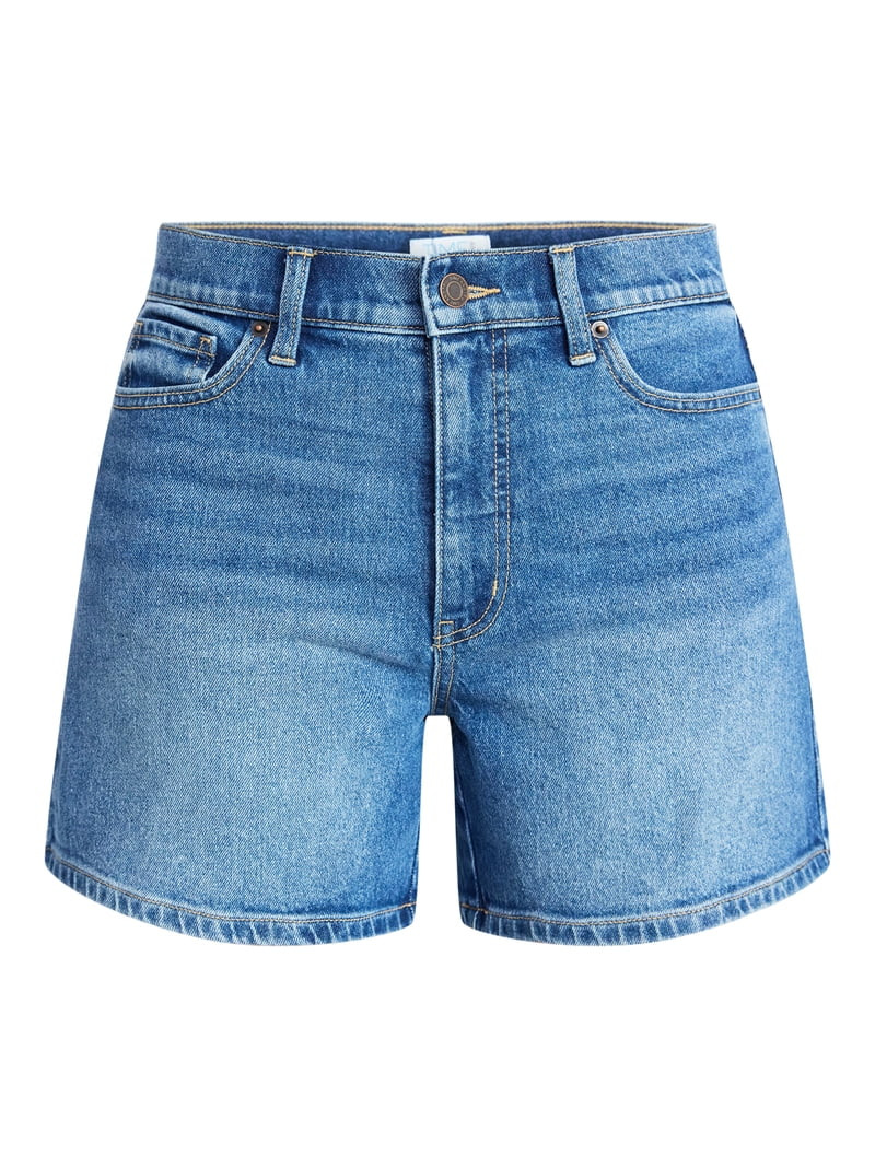 Time and Tru Women's High Rise Denim Shorts, 5" Inseam, Sizes 0-20 | Walmart (US)
