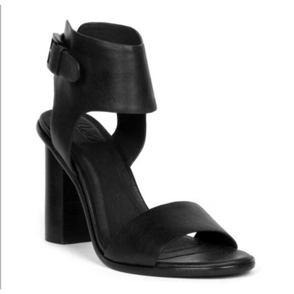 Joie Heels Womens 7\u200e (37) Black Leather Wide Ankle Cuff Open Toe 3.5" Heel | Poshmark