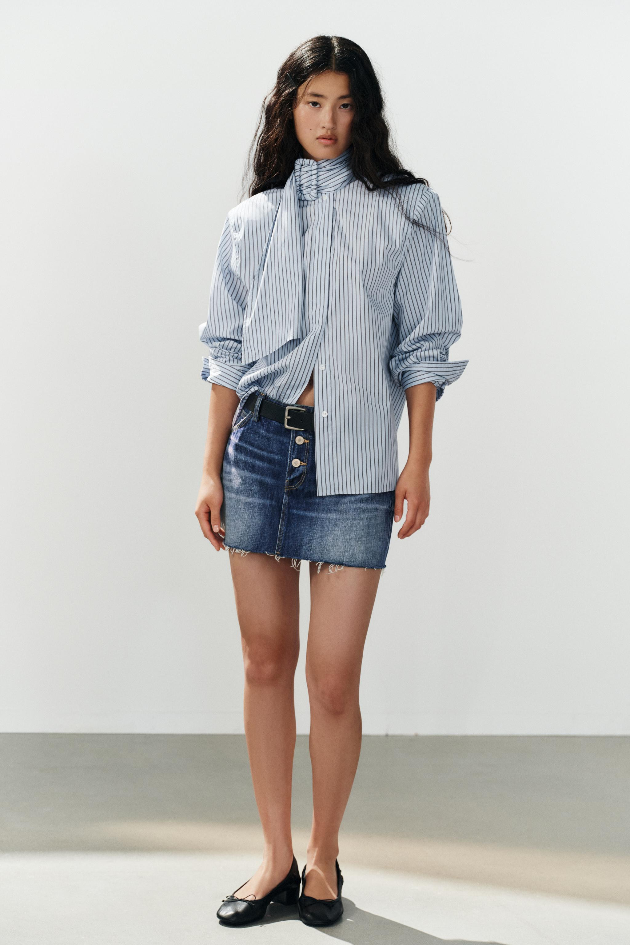 STRIPED BUCKLE SHOULDER PAD SHIRT | Zara US