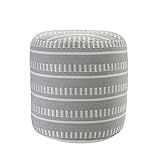 LR Home Dash and Stripe Geometric Indoor Outdoor Pouf, Blue/White, 20" x 20" x 20 | Amazon (US)